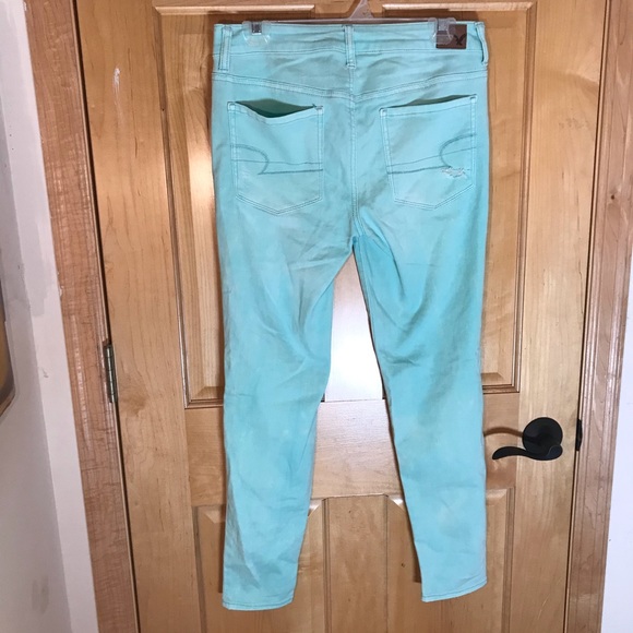 ➰American Eagle aqua ripped jeggings➰ - Picture 3 of 6